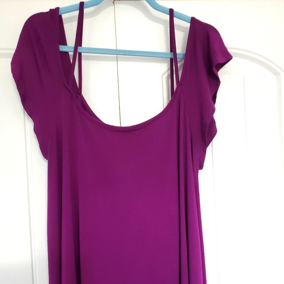 Modal Cold Shoulder Eggplant Tunic Top 2X - Picture 11 of 12